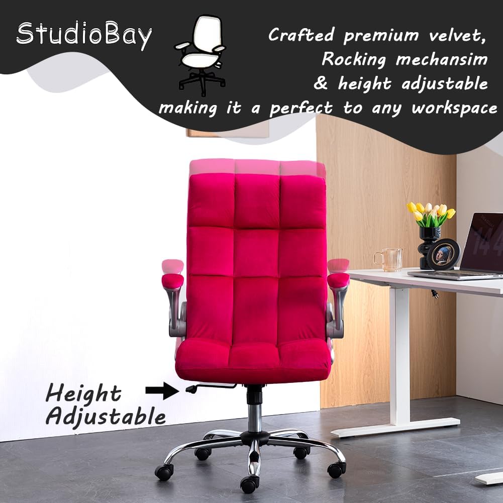 Vibrant Velvet Home Office Chair | FUSHIA