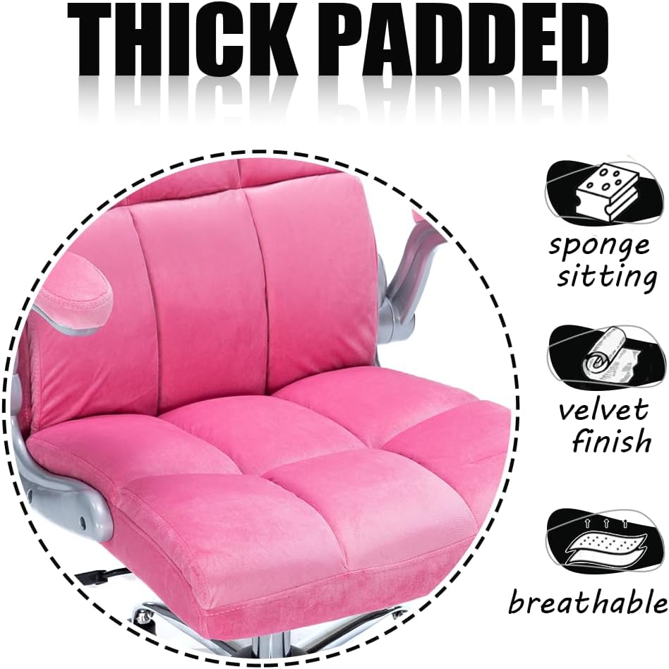 Lovely Velvet Home Office Chair | PINK