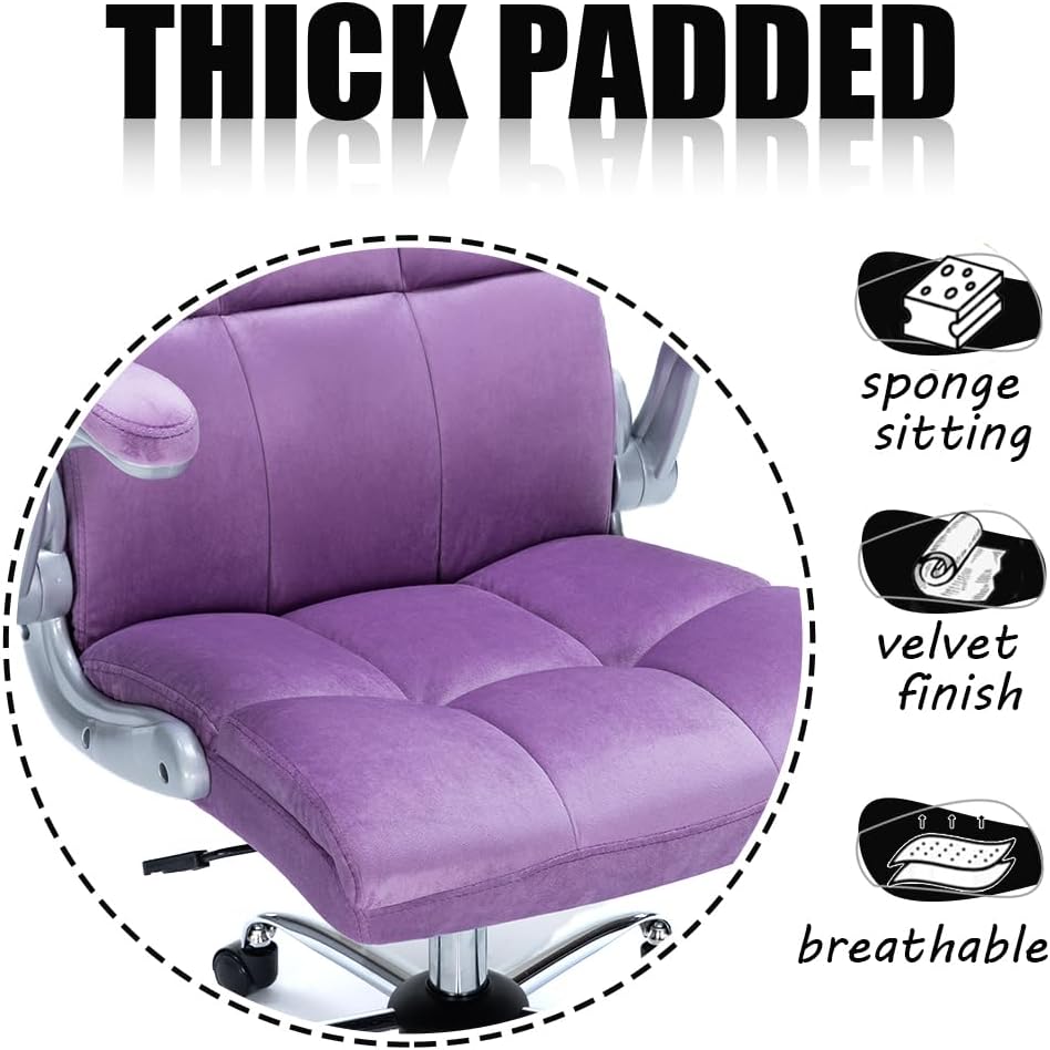 Cute Velvet Home Office Chair | PURPLE