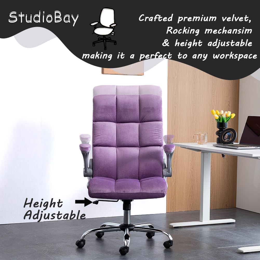 Cute Velvet Home Office Chair | PURPLE