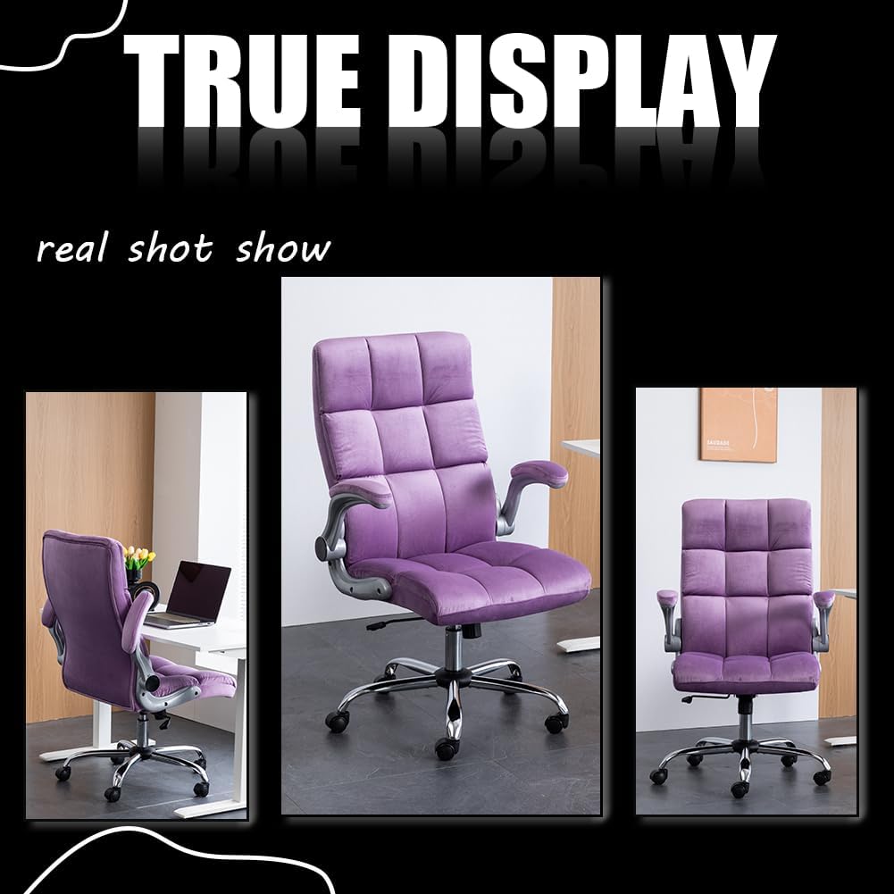 Cute Velvet Home Office Chair | PURPLE