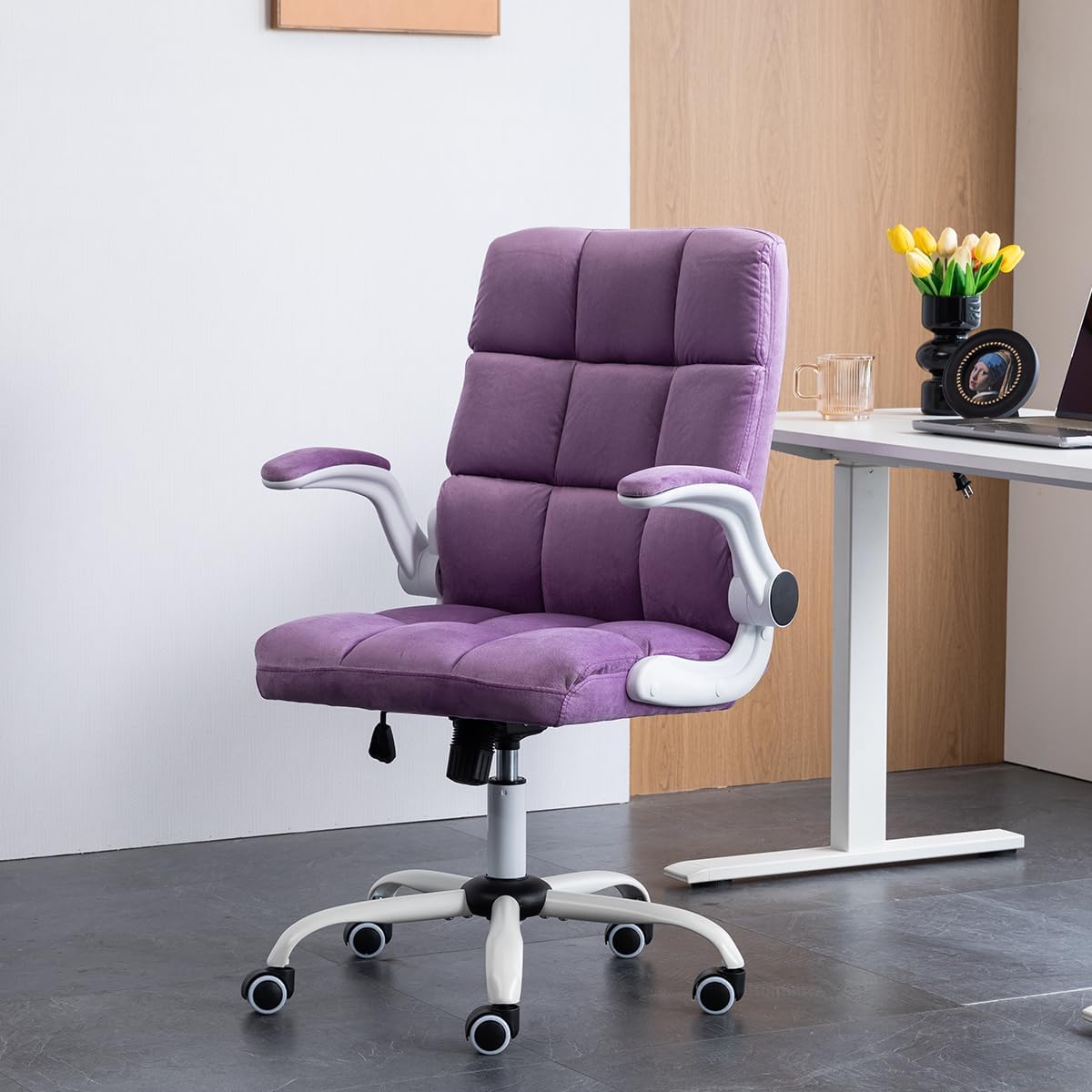 Cute Velvet Home Office Chair | PURPLE